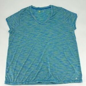 UEC Xersion blue/ green v-neck quick dry t-shirt 1X
